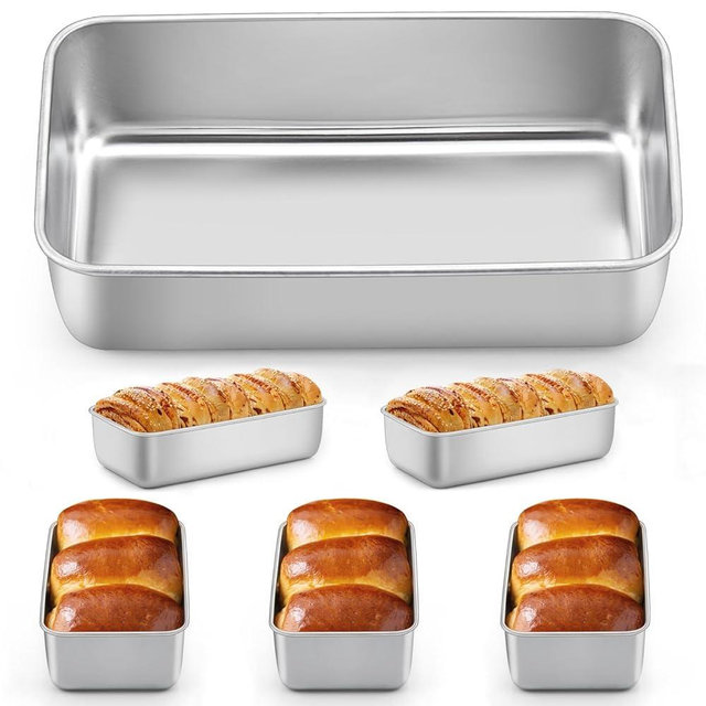 LIANYU 6 Pack Bread Loaf Pan for Baking Bread 9x5, Bread Pans for Homemade Bread, Stainless Steel Meat loaf Baking Pan, Nonstick Loaf Tin for Banana Sandwich Sourdough