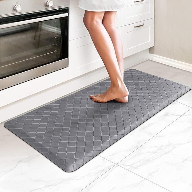 HappyTrends Kitchen Mat Cushioned Anti-Fatigue Kitchen Rug,17.3"x 39",Thick Waterproof Non-Slip Kitchen Mats and Rugs Heavy Duty Ergonomic Comfort Rug for Kitchen,Floor,Office,Sink,Laundry,Grey