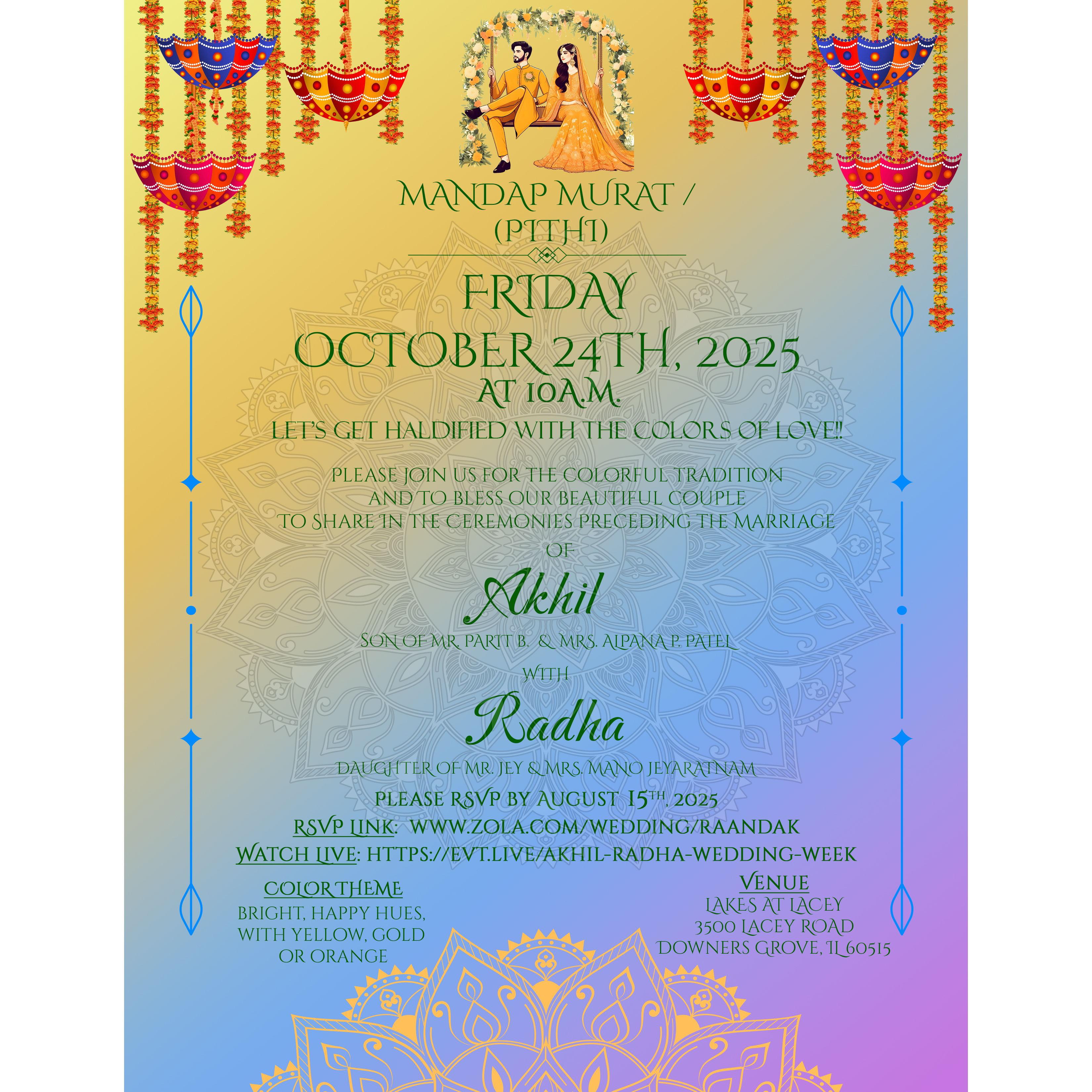 Pithi/Graha Shanti Ceremony. The ceremony features a mustard yellow hue paste (is auspicious in Indian tradition) representing a life of prosperity for the couple!