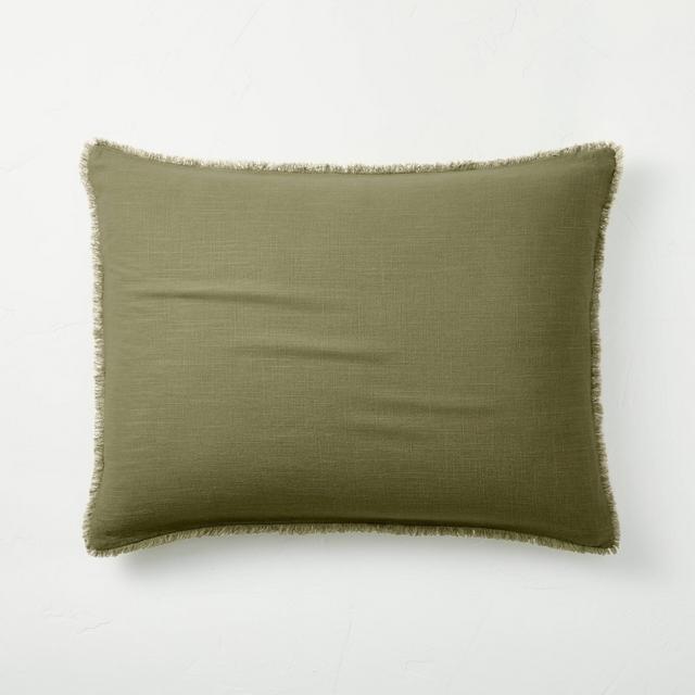 King Euro Heavyweight Linen Blend Throw Pillow Moss Green - Casaluna™