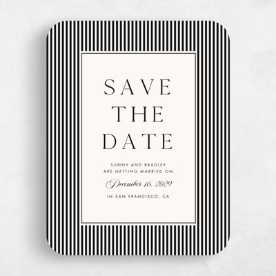 Black Rounded Wedding Save the Date - Fable Portrait