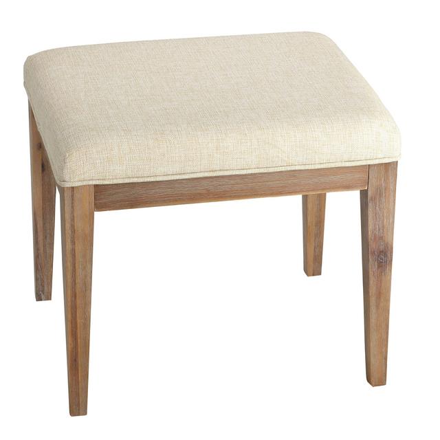 Cortesi Home Onel Vanity Bench with Neutral Linen Fabric, 20" Wide, Beige