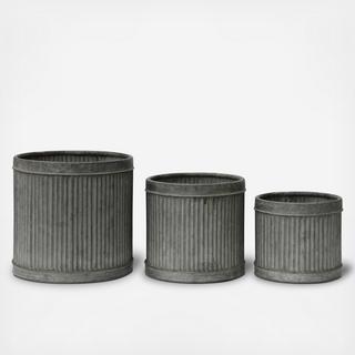 Grange Corrugated 3-Piece Tin Bucket Set
