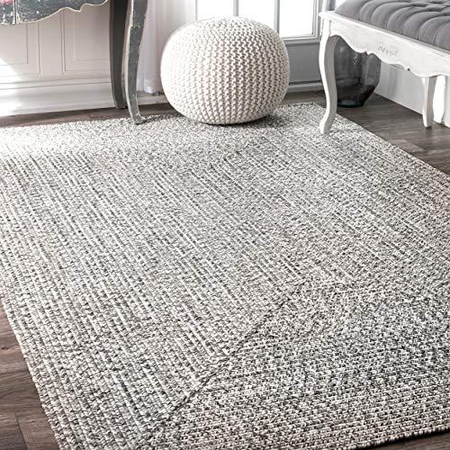 nuLOOM Lefebvre Braided Indoor/Outdoor Rug, 5' x 8', Light Grey