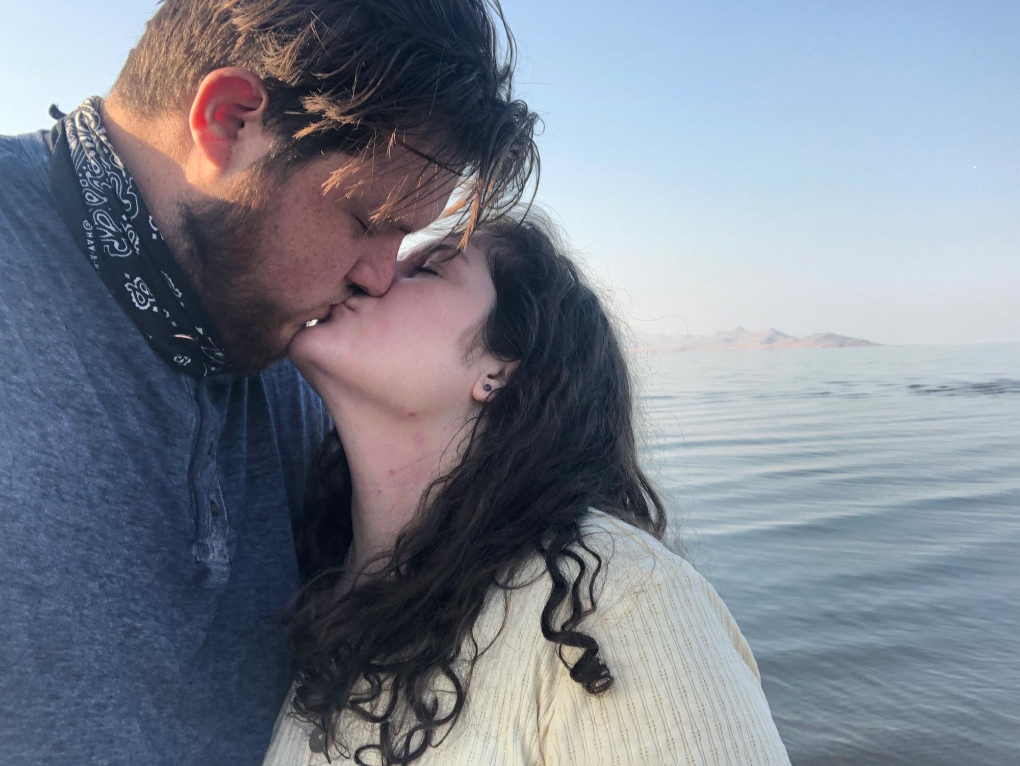 A sweet kiss on a very stinky Salt Lake. It looked impressive and smelled like eggs.