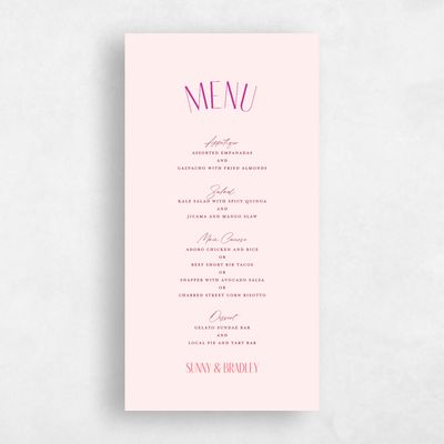 Lightest Blush, Pink Wedding Menu - Lark