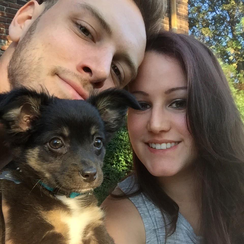 Our first family photo with the baby dog!