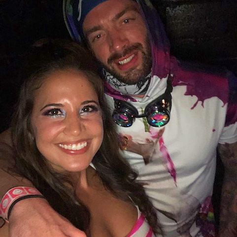 June 2019 - This was our first picture together. Our friends invited us to a rave, and we both got to experience that for the first time.