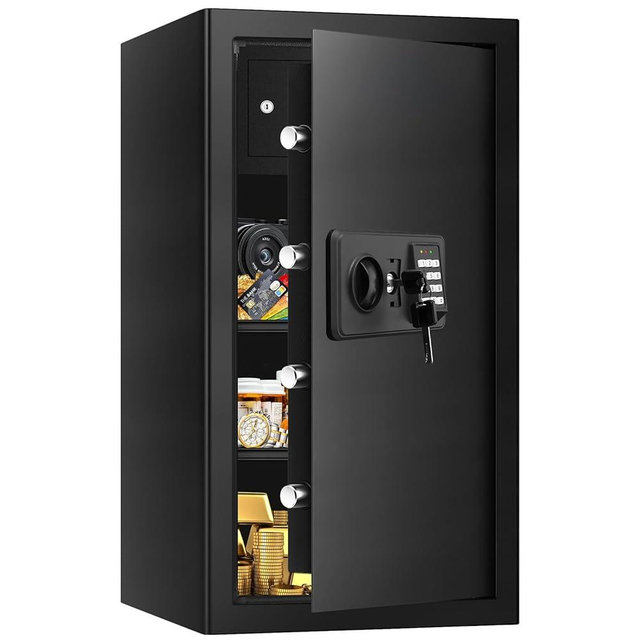 6.0 Cub Large Home Safes Fireproof Wterproof, Anti-theft Fireproof Safe with Programmable Keypad, Spare Keys and Alarm Systerm, Digital Home Security Safe Box for Document Money Medicines