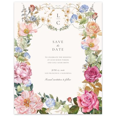 Beige Wedding Digital Save the Date - Trellis Portrait