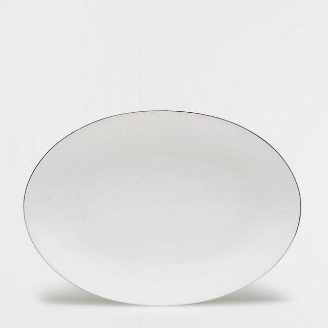 Silver Rim Bone China Serving Plate