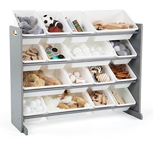 Tot Tutors Springfield Collection Supersized Wood Toy Storage Organizer, Extra Large, Grey/White