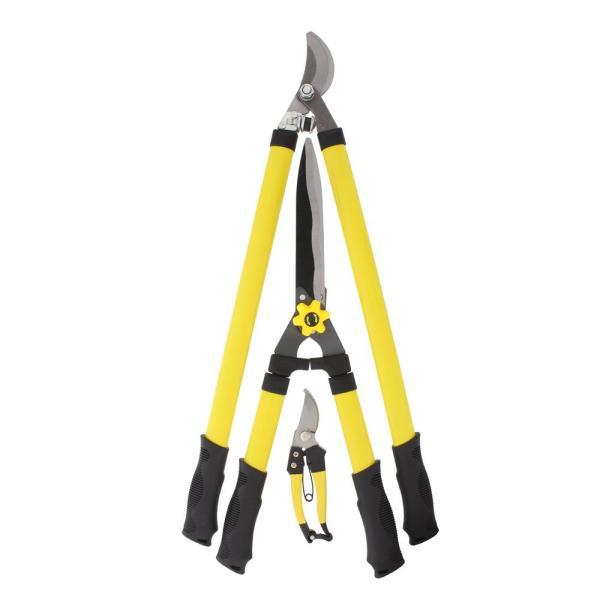 Pruner Set with Bypass Lopper, Hedge Shears and Bypass Pruner (3-Piece)