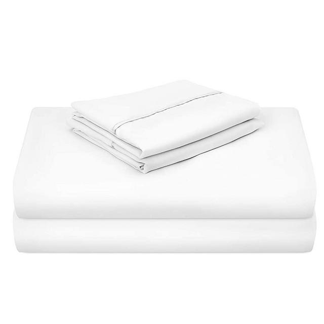 PANDATEX Super Soft 100% Bamboo Sheets Set 4 Pieces Cool & Breathable Fits up to 16 inches Mattress, Natural Organic Eco Friendly Resists Wrinkle Bed Sheets Set - King Size, White