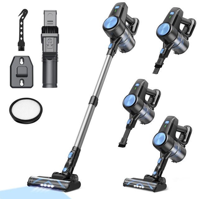 DEVOAC N3T Cordless Vacuum Cleaner,Wireless Stick Vacuum with 40mins Runine,Self-Standing,Rechargeable Lightweight Vacuum Cleaner Blue