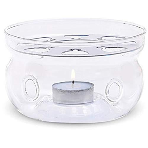 Teabloom Universal Tea Warmer (Large Size - 6 in / 15 cm diameter) - Handcrafted with Heat Proof & Lead-Free Glass - Tea Light Candle Included