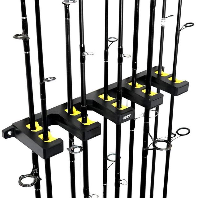 Beyond Fishing B10 Fishing Rod Holder - Wall Mounted Fishing Rod Rack, Vertical or Horizontal, Store 10 Rods in 17 Inches, Great Fishing Pole Holder & Rack