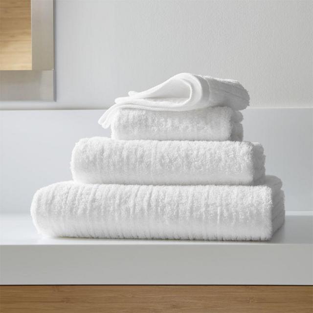 Ribbed White Bath Towels