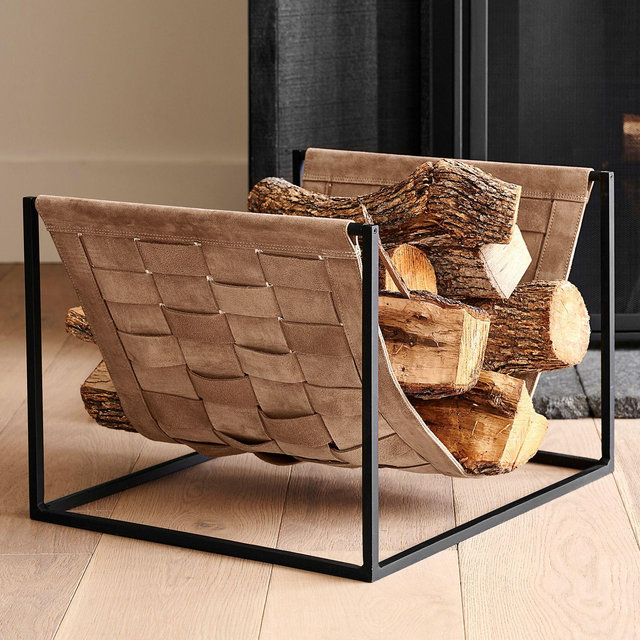 Vail Suede Fireplace Log Holder