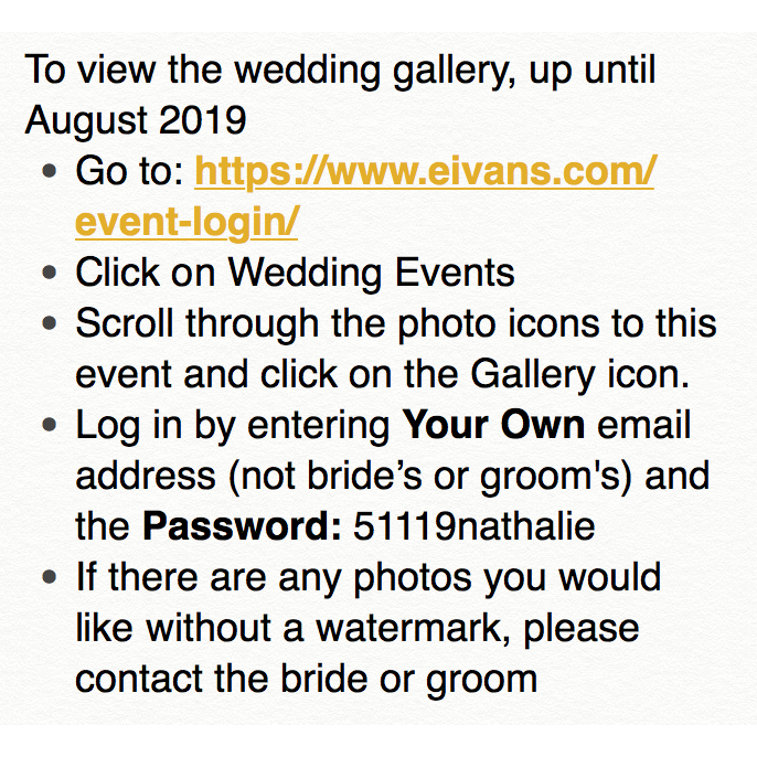 View online wedding gallery