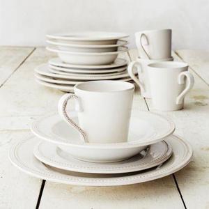 Sur La Table - Pearl Stoneware 16-Piece Dinnerware Set