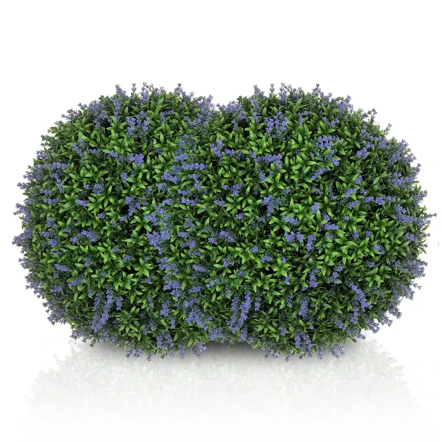 HOMCOM 16.5" Artificial Plant Topiary Balls, Set of 2 Indoor Outdoor Fake Plants for Home Office, Living Room Decor