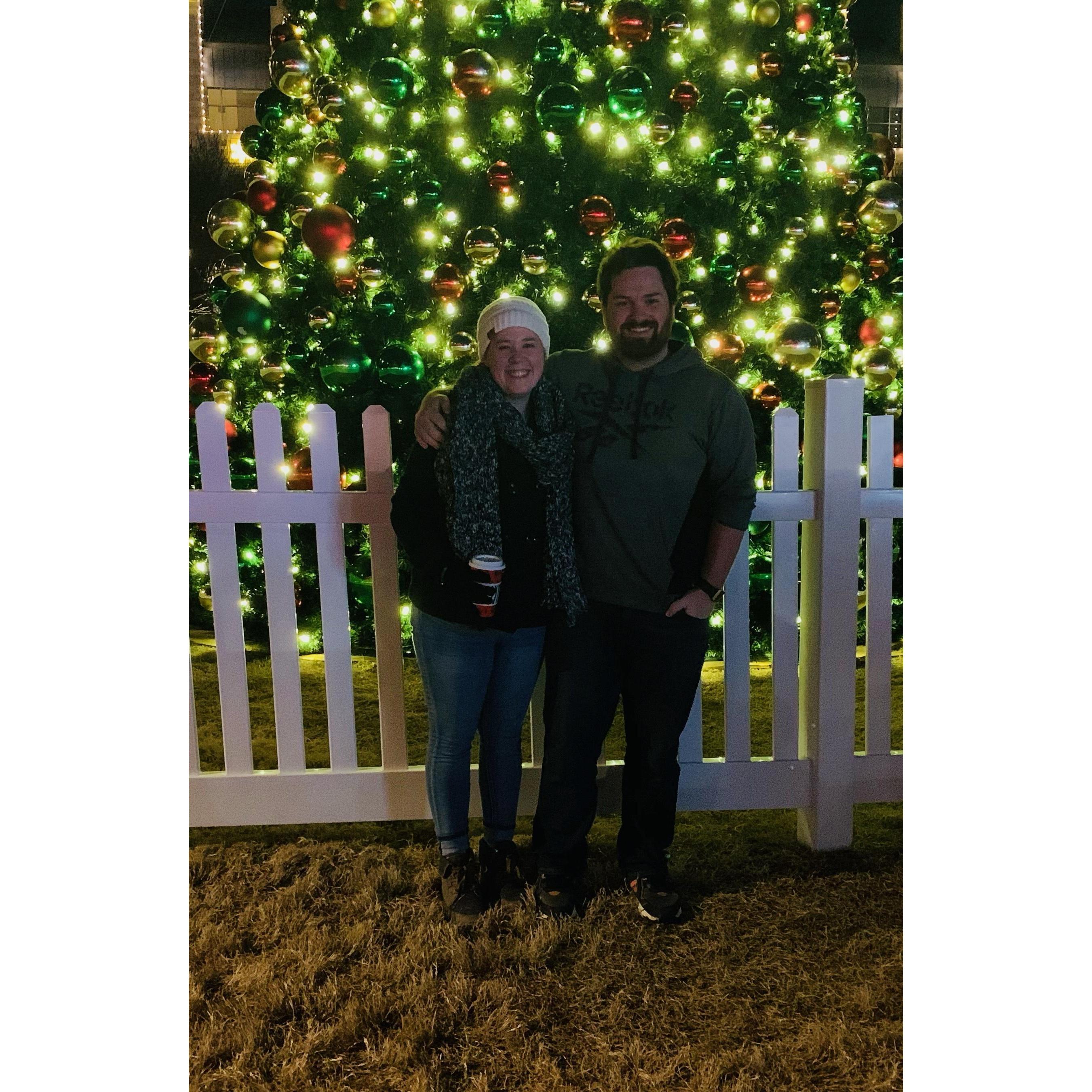 Date Night walking around Frisco Square listening to the music and watching the lights dance!