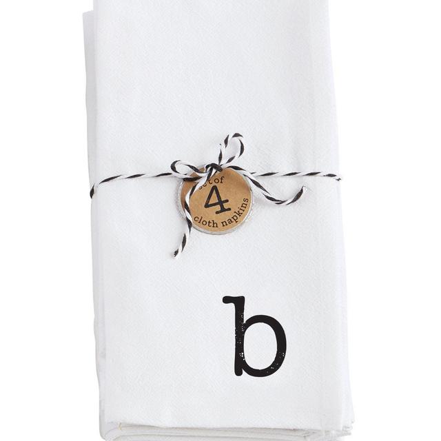 Mud Pie Flour Sack Initial Napkins Set of 4