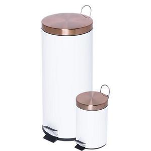 2 Piece Round Step On Trash Can Set