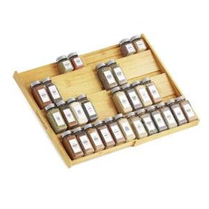 Bamboo Spice Drawer Organizer, Expandable 4 Tier Spices Rack for Cabinet Drawer,(Jars Not Included, From 12" to 23" Wide) SpaceAid