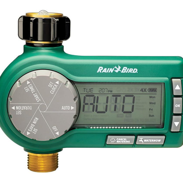Rain Bird 1ZEHTMRP Premium Professional Grade Electronic Digital Hose End Timer/Controller, One Zone/Station, Battery Operated, Brass Inlet/Outlet