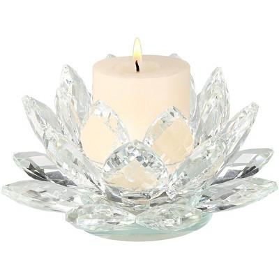 Dahlia Studios Clear Crystal 8 3/4" Wide Lotus Candle Holder