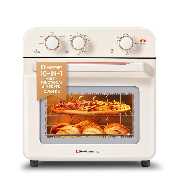 HAUSWIRT Air Fryer Oven K3, 19QT Retro Toaster Oven Air Fryer Combo, Convection Oven Countertop 1250W, 150°F - 450°F, Non-Stick, White