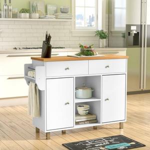 Racquel Kitchen Island with Spice Rack and Towel Rack