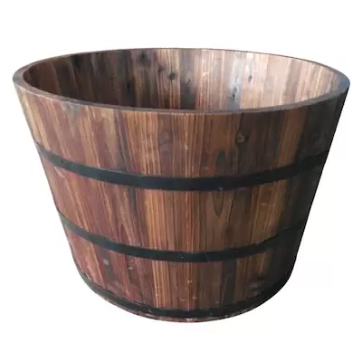 Garden Treasures 25.98-in W x 16.93-in H Carbonize Wood Barrel