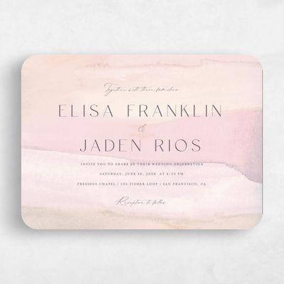 Pink Rounded Wedding Invitation - Povera Landscape