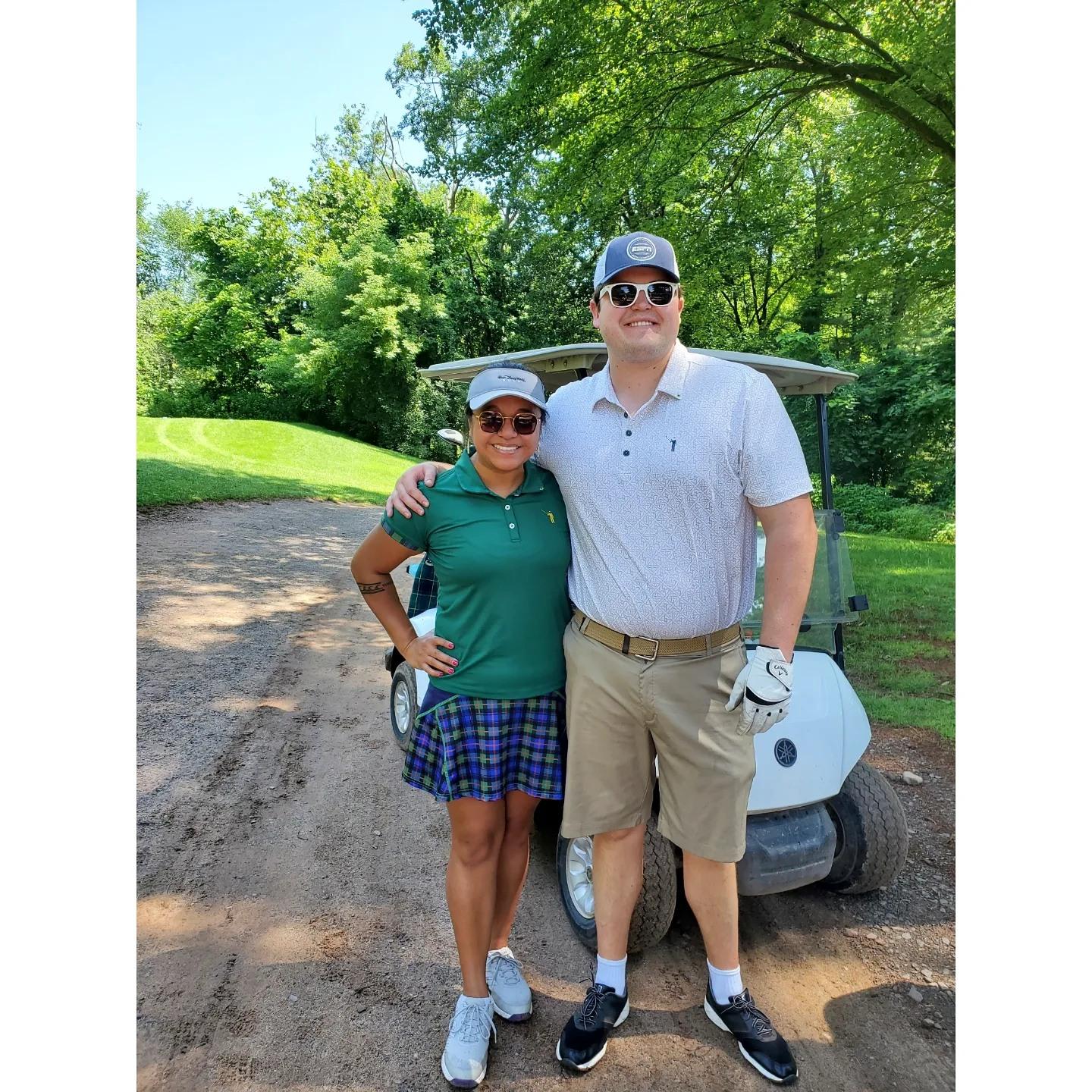 Golfing in our matching William Murray attire