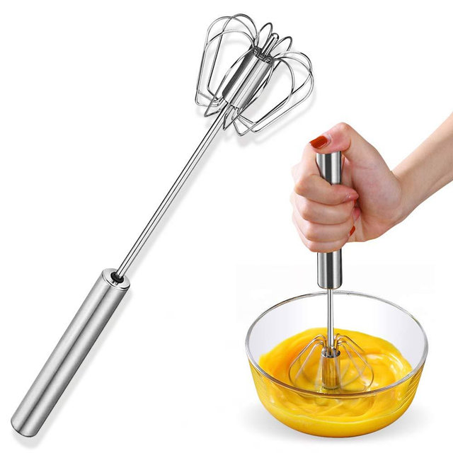 Stainless Steel Eggbeater, Rotating Semi-Automatic Eggbeater, Allows you to stir Easily Without Feeling Tired, Used for Making Cream of Egg Beater