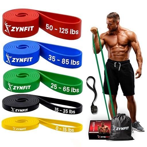 ZYNFIT Pull Up Bands, Resistance Bands Set with Door Anchor, 5-Level Pull Up Assistance Bands for Working Out, Workout Bands for Home Gym - Get Free A.I. Workout Plan