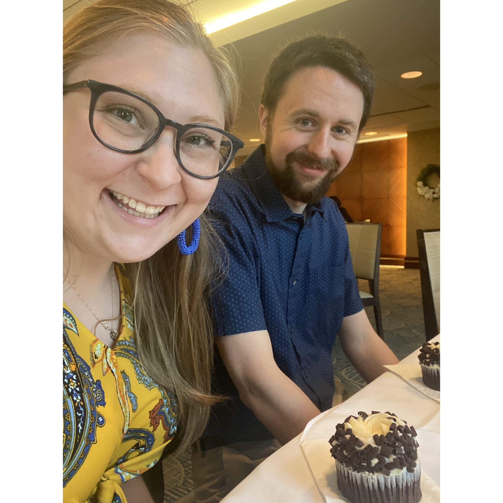 All dressed up to celebrate a friends' wedding... a year out from our own!