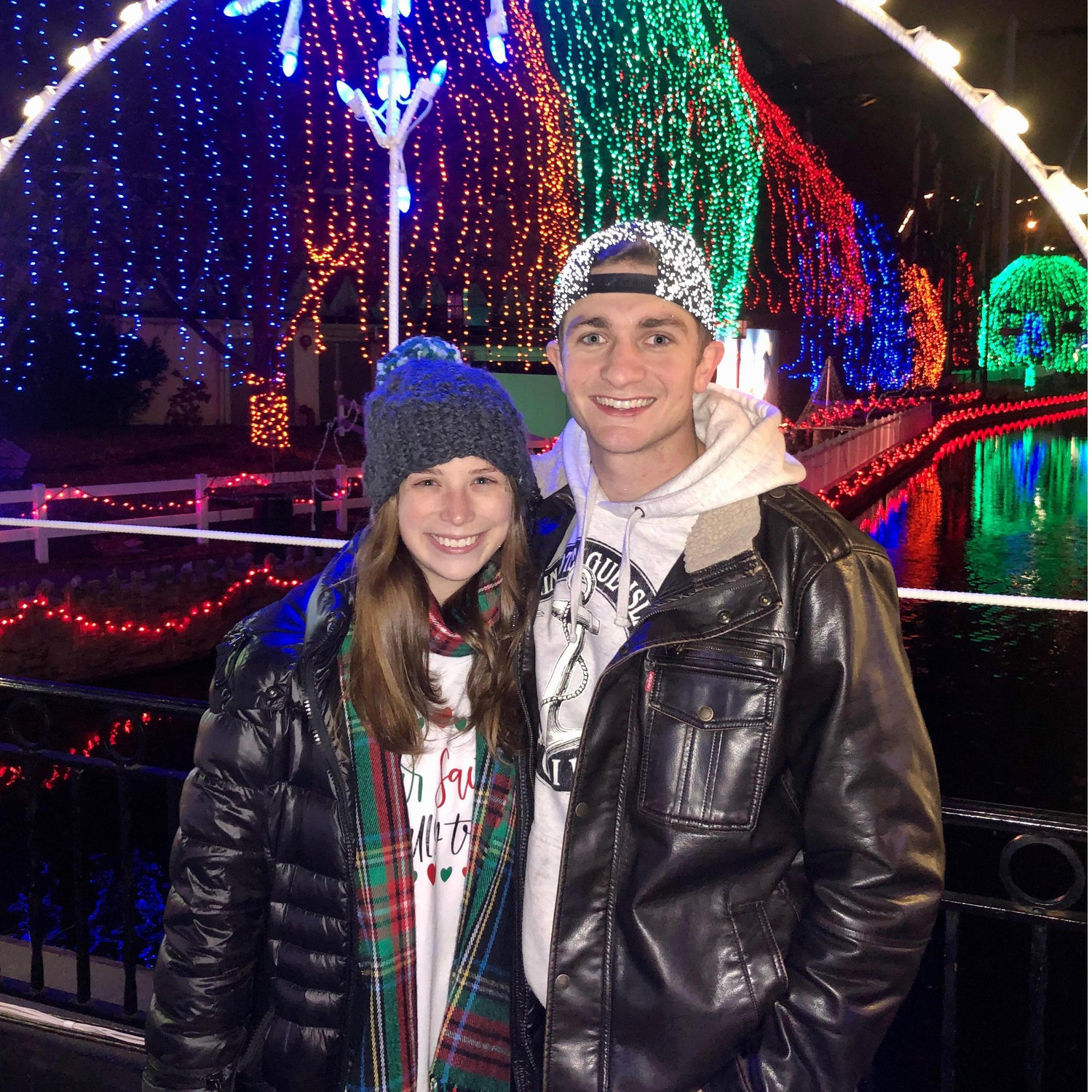 Christmas lights at his favorite place, Hershey Park