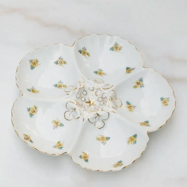 Vintage Austrian Oyster Plate: Yellow