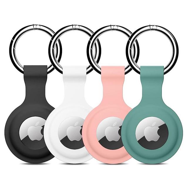 Silicone Airtag Holder,Zapica 4 Pack Air tag Keychain Compatible for Apple Airtag,Protective Airtags Case with Key Ring for Wallet,Luggage,Cat,Dog,Pets Collar(Multi-Color)