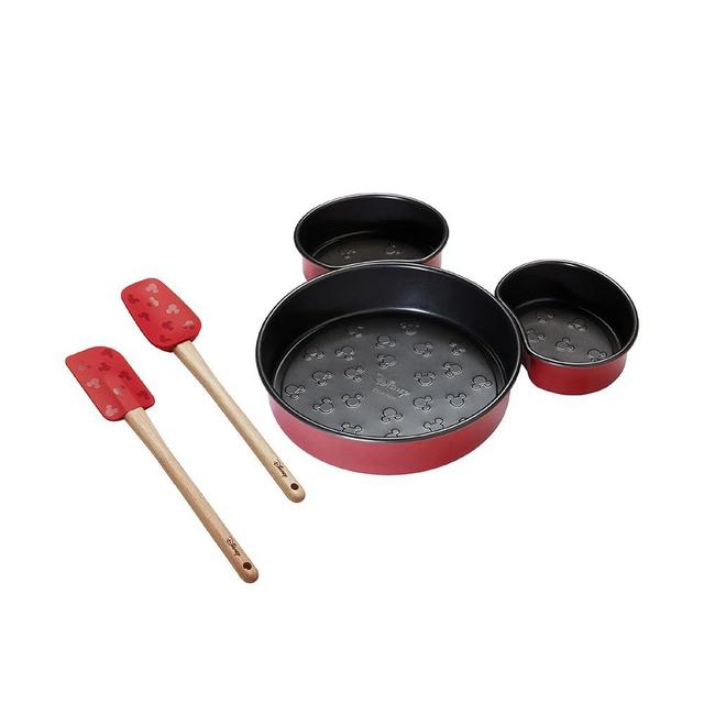 Prestige New Disney Bake with Mickey Mouse Bakeware Set with 3 Piece Mickey Head Cake Tin and Silicone Spatula Set of 2