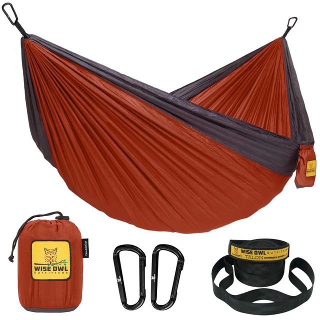 Wise Owl Outfitters Camping Hammock - Portable Hammock Single or Double Hammock Camping Accessories for Outdoor, Indoor w/ Tree Straps