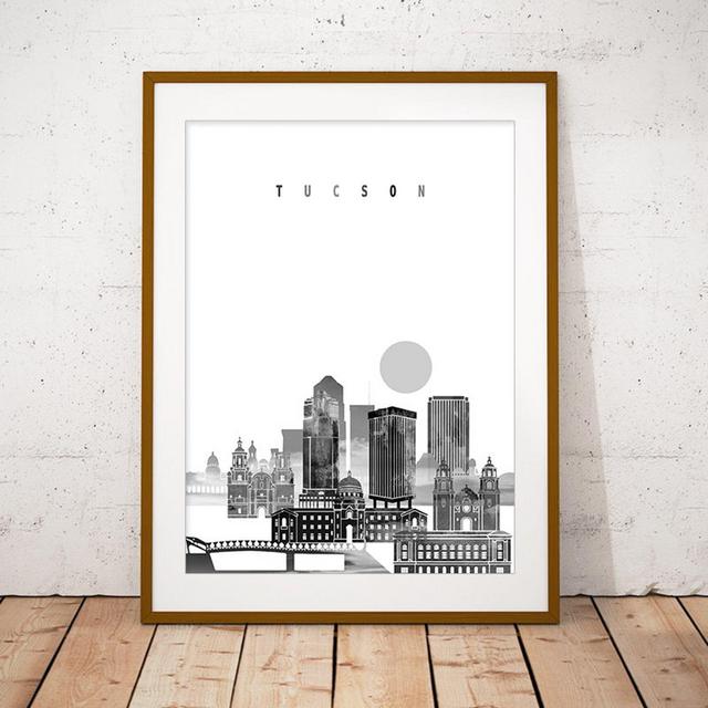 Tucson Black & White Skyline Art Print,...