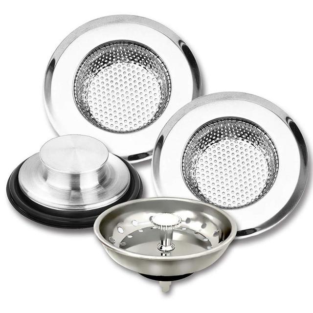 4 Pack Kitchen Sink Strainer Drain Stopper, Anti-Clogging Sink Strainer Basket Catcher, Stainless Steel Garbage Disposal Sink Plug for Most Drain