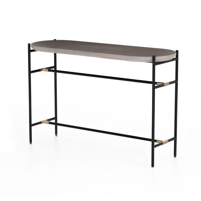 Concrete & Iron Console, Natural Brass