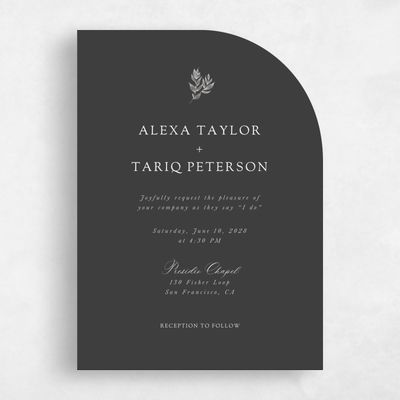 Grey Half arch Wedding Invitation - Leif Portrait