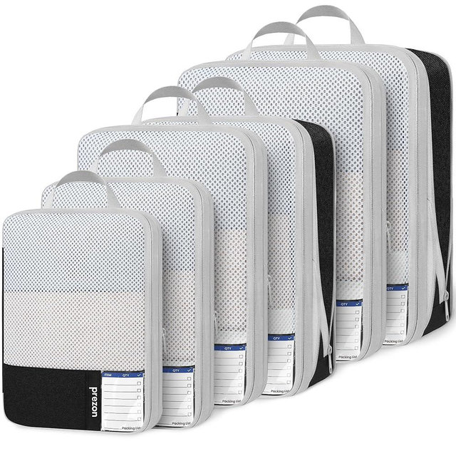Prezon Compression Packing Cubes for Travel, Lightweight Vacation Travel Essentials, Travel Accessories for Suitcase Organizer Bags Set, Durable Luggage Organizer